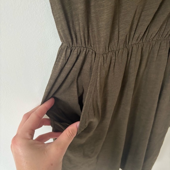 H&M Army Green Mini Sundress Cap Sleeve Cinch Waist Pockets Size XS - Picture 5 of 8